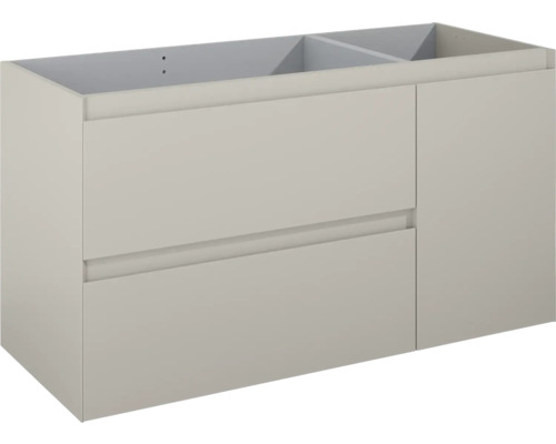 Tvättställsunderskåp JUNGBORN Decem beige fume matt MDF 2 lådor med tvättkorg höger 120x63,5x45,8 cm