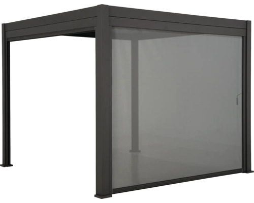 Terrassmarkis med glasskjutvägg