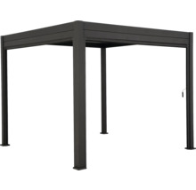 Metallpaviljong med lamelltak för trädgården