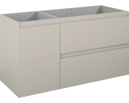 Tvättställsunderskåp JUNGBORN Decem beige fume matt MDF 2 lådor med tvättkorg vänster 120x63,5x45,8 cm