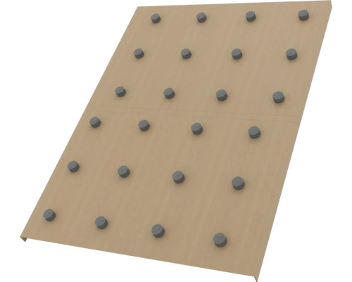 Luftspaltskiva TECCA Airgap extend C1200 med 30 mm distans Vy av en ljudisoleringsskiva med knoppar