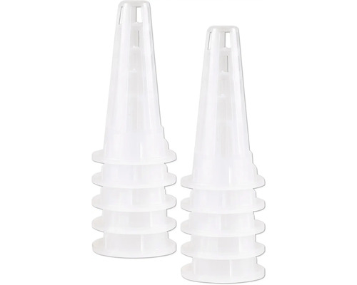 Två vita fogpistolspetsar av plast