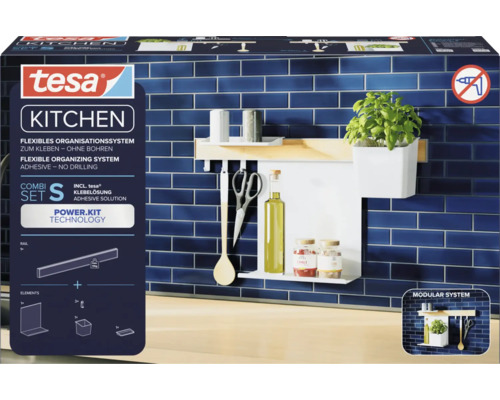 Köksredskapshållare TESA® Kitchen Organizer Combi Set S inkl tesa® Power Kit monteringssystem