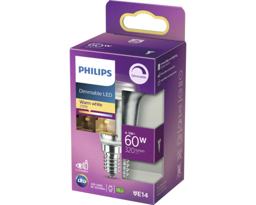 Philips LED-lampa E14 sockel, dimbar, 4,3 watt, 320 lumen