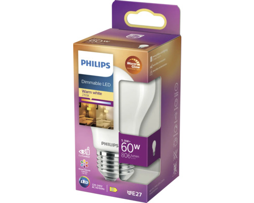 Philips LED-lampa med E27-sockel i förpackning