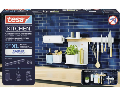 Köksredskapshållare TESA® Kitchen Organizer Combi Set XL inkl tesa® Power Kit monteringssystem