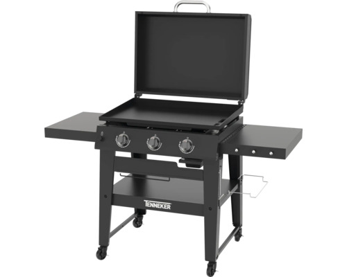 Tenneker gasolgrill med grillplatta, tre brännare, förvaringsytor och hjul