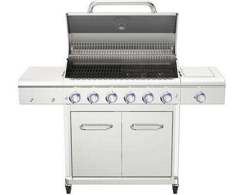 Grill med öppet lock och kontrollknappar