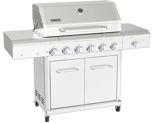 TENNEKER Gasolgrill Silverstar TG-6 6-brännare rostfritt stål Gasolgrill i rostfritt stål med sex brännare och underskåp