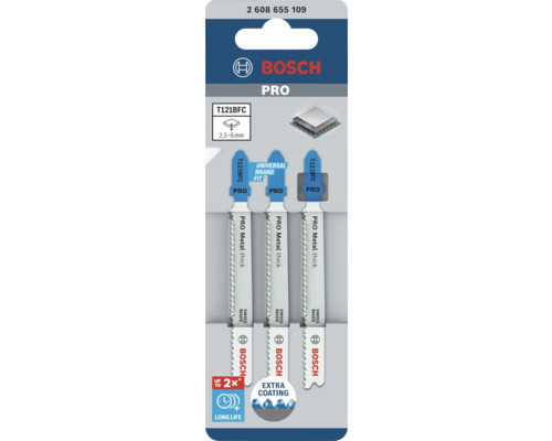 Bosch tigersågklingor T121BFC, lämpliga för tjock metall, med extra beläggning för lång livslängd