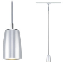 Silverfärgad pendellampa med kabelupphängning