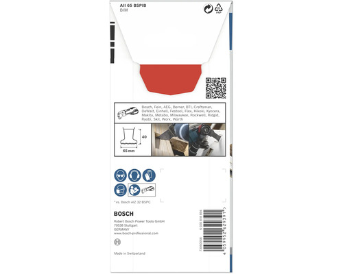 Förpackning av ett Bosch sänksågblad AII 65 BSPIB BIM