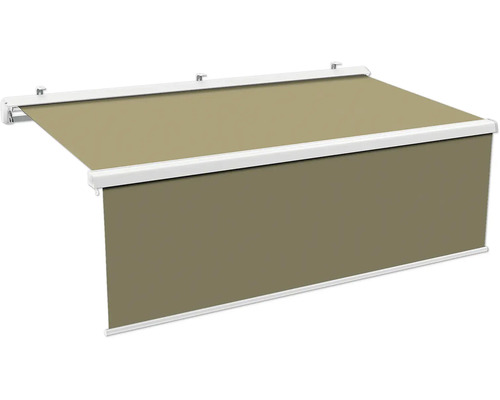 Halvkassettmarkis Vernazza 4x3 tyg sand/beige stomme RAL 1013 pärlvit inkl. motor, fjärrkontroll och nödhandvev med manuellt justerbar skärm 1,5 m Halvkassettmarkis Vernazza 4x3 tyg sand/beige stomme RAL 1013 pärlvit inkl. motor, fjärrkontroll och nödhandvev med manuellt justerbar skärm 1,5 m
