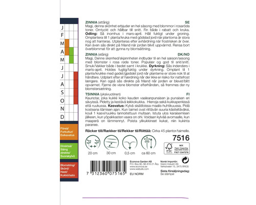 Information om sådd av Zinnia