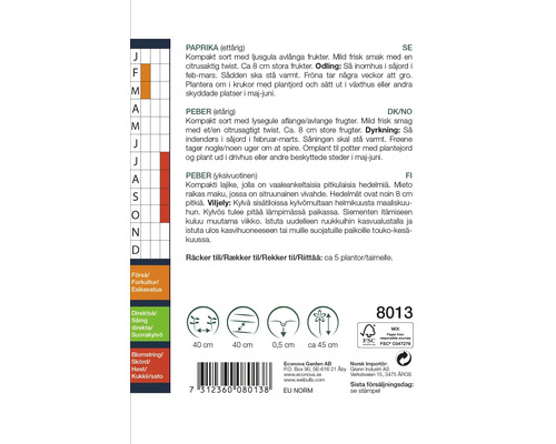 Information om odling och skörd av paprika