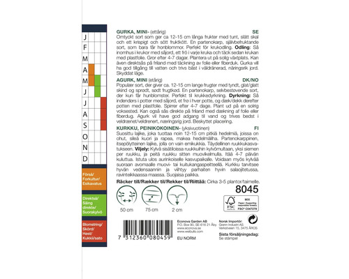 Information om minigurka med planteringsinstruktioner