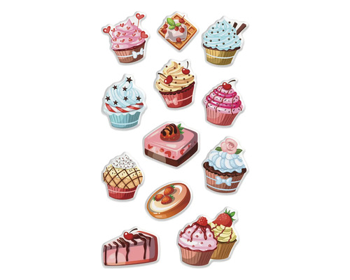 Illustration av olika kakor och muffins