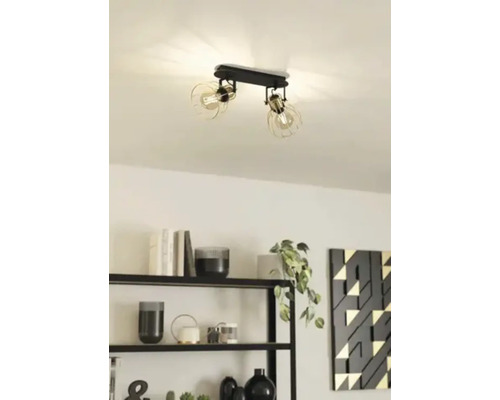 Taklampa med två lampor och transparenta lampskärmar