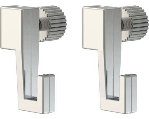 Två metalliska tavelkrokar