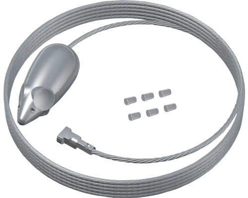 Stålvajer med tillbehör för montering