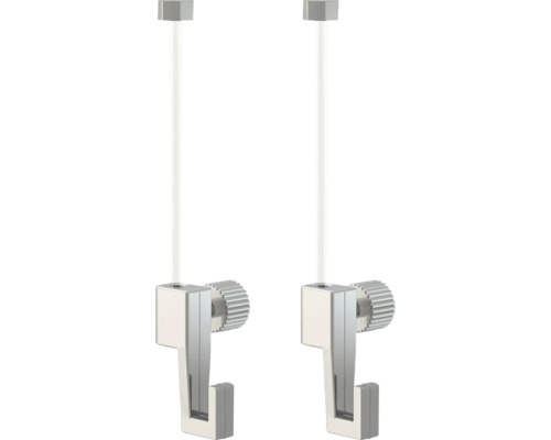 Två tavelhängare med justerbar vajer