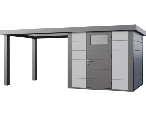 Trädgårdsskjul med markis och dörr