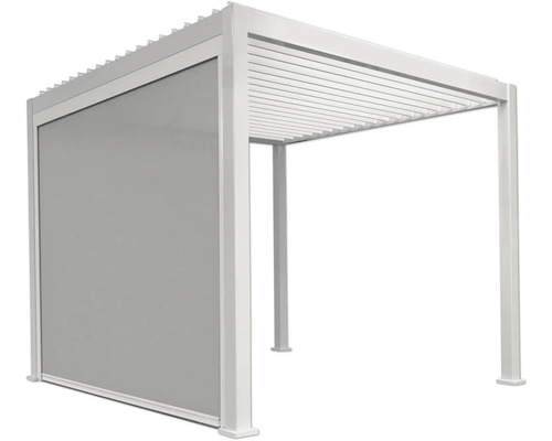 Pergola med lamelltak och insynsskydd