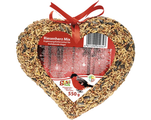 Hjärtformat kompletteringsfoder för vilda fåglar med röd rosett