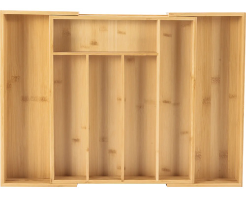 Bambulådansats med variabla fack för köksredskap