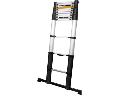 Teleskopisk stege av aluminium, delvis utdragen.