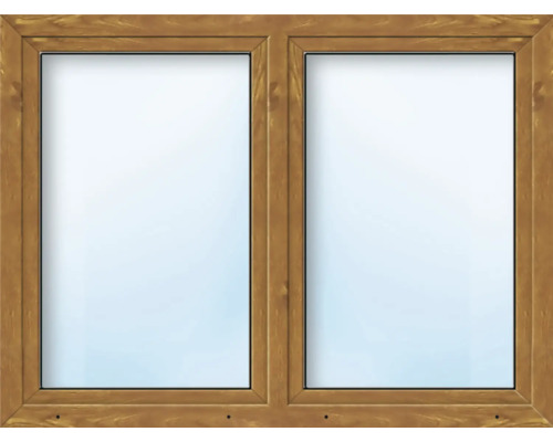 Fönster 2-lufts med rörlig mittpost(Stulp) ARON BASIC+ PVC 100x100cm vit/golden oak dreh-kipp symmetrisk isolerglas Dubbelfönster med träram