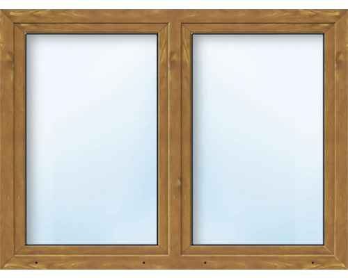 2-lufts med fast mittpost fönster ARON BASIC+ PVC 100x100cm vit/golden oak dreh-kipp symmetrisk isolerglas Fönster med träram