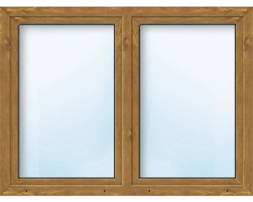 2-lufts med fast mittpost fönster ARON BASIC+ PVC 160x160cm vit/golden oak dreh-kipp symmetrisk isolerglas Dubbelfönster med träram