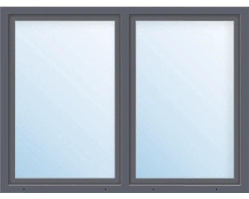 2-lufts med fast mittpost fönster ARON BASIC+ PVC 100x100cm vit/titan dreh-kipp symmetrisk isolerglas Fönster med karm