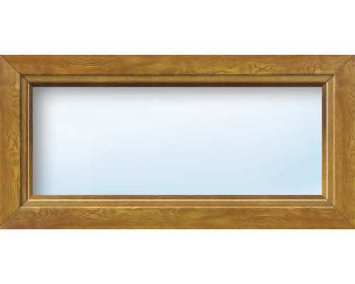 Fast fönster ARON BASIC+ PVC 110x100cm vit/golden oak isolerglas Fönsterram i trä