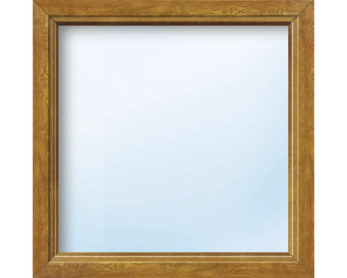 Fast fönster ARON BASIC+ PVC 95x100cm vit/golden oak isolerglas Rektangulär fönsterkarm av trä