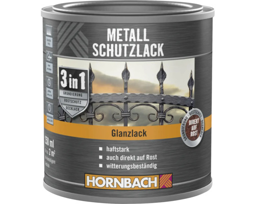 Metallskyddsfärg, blank finish, 250 ml burk, märke Hornbach