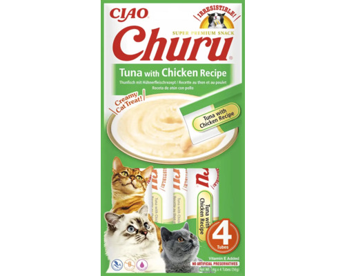 Kattgodis INABA Churu Cat Tuna With Chicken 4st Ciao Churu kattsnacks tonfisk med kycklingrecept, 4 rör