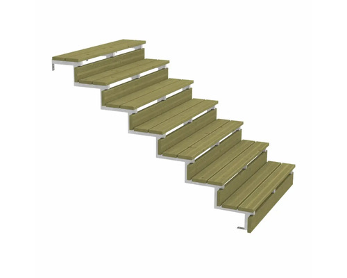 Trätrappa med metallram