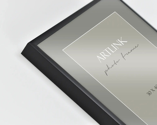 Detaljvy av en svart Artlink fotoram