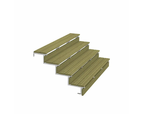 Trätrappa med fyra steg och metallram