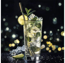 Glas Mojito med lime, mynta, is och sugrör