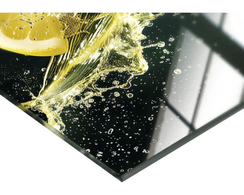 Dekorativ glasskiva med citron- och vattenmotiv