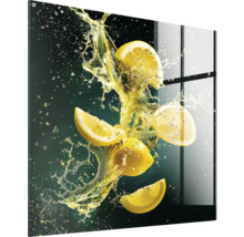Glasbild med citroner och vattenstänk