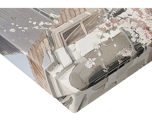 Detaljvy av en duk med ett abstrakt stadsmotiv