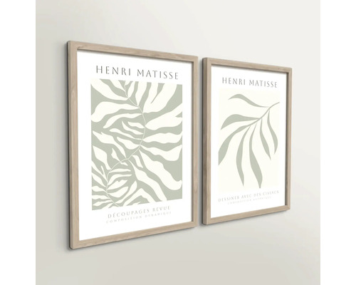 Två inramade Henri Matisse konsttryck med blommönster