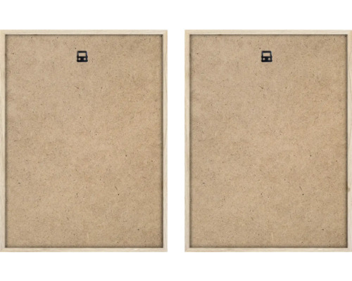 Två träfotoramar med upphängningsanordning