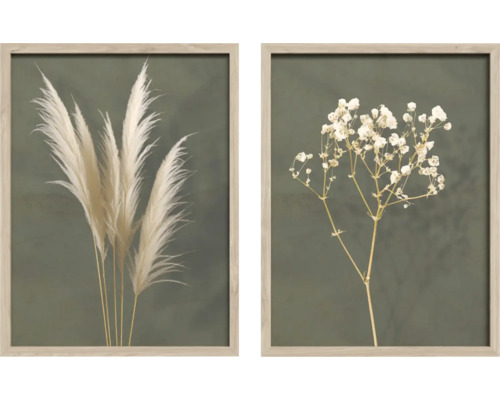 Inramad tavla set Blommor 30x40cm