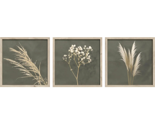 Inramad tavla set Blommor 30x30cm