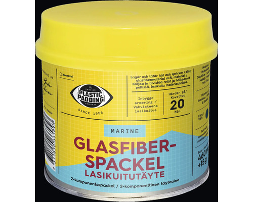 Glasfiberspackel i gul behållare